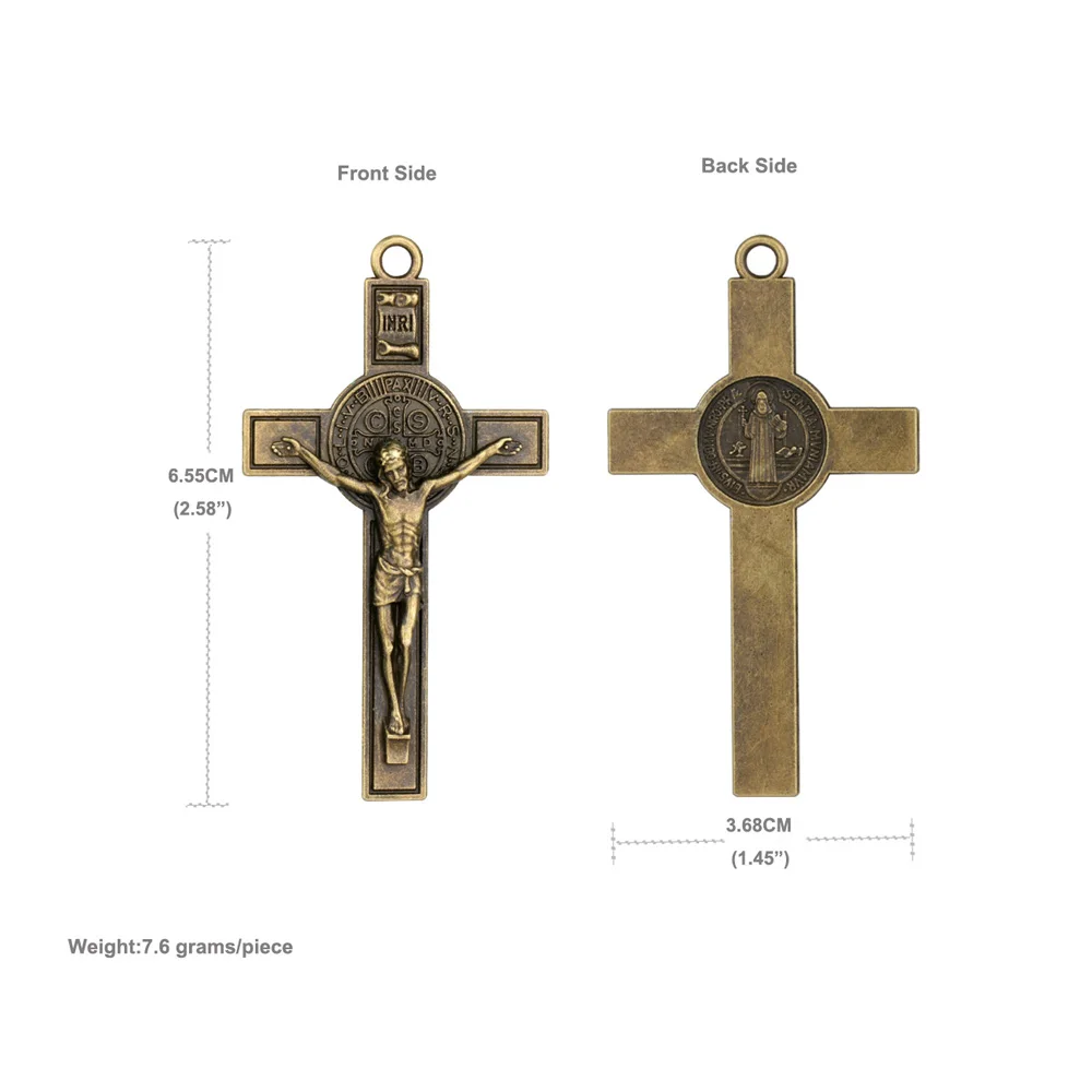 Diyalo 10pcs st. Benedict Exorzismus Kruzifix Kreuz Anhänger katholischer religiöser Heiliger handgemachtes Gebet – Detail 15
