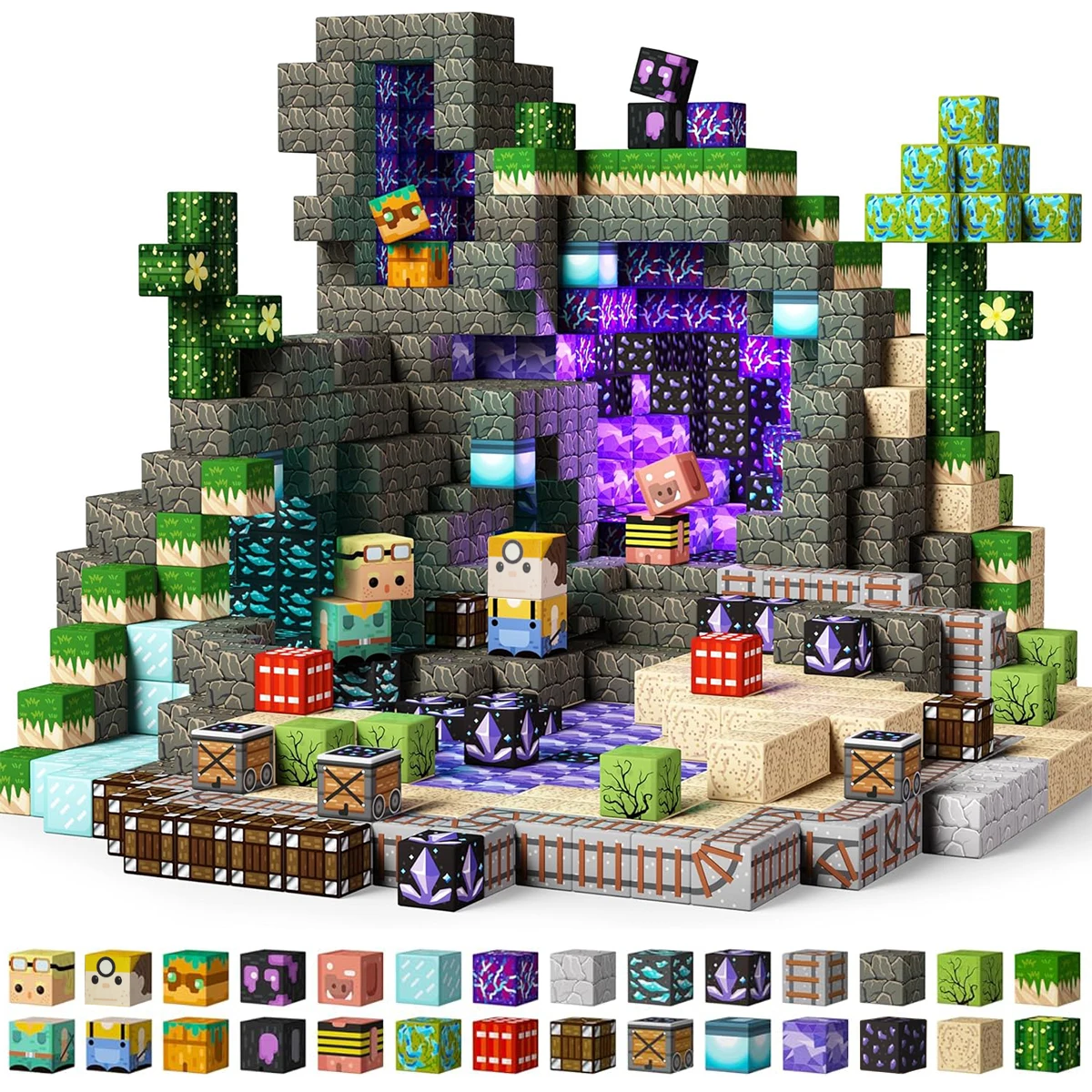 Magnetyczne klocki konstrukcyjne, magnetyczne pustynne kostki, zestaw pustynny dla chłopców i dziewcząt w wieku od 3 lat, model DIY, edukacyjna zabawka sensoryczna STEM dla dzieci.