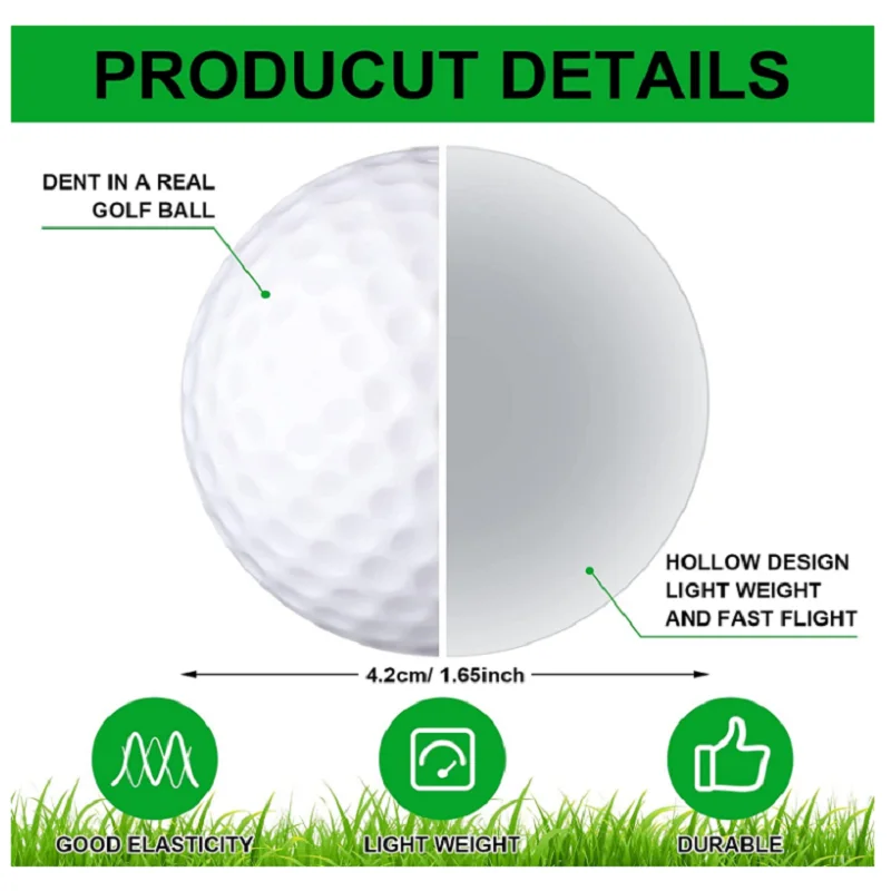 300 Pcs Golf Balls Bulk White Golf Practice Balls Hollow Golf Plastic Ball Secondary Use Hit Away Golf Balls Training Golf Balls