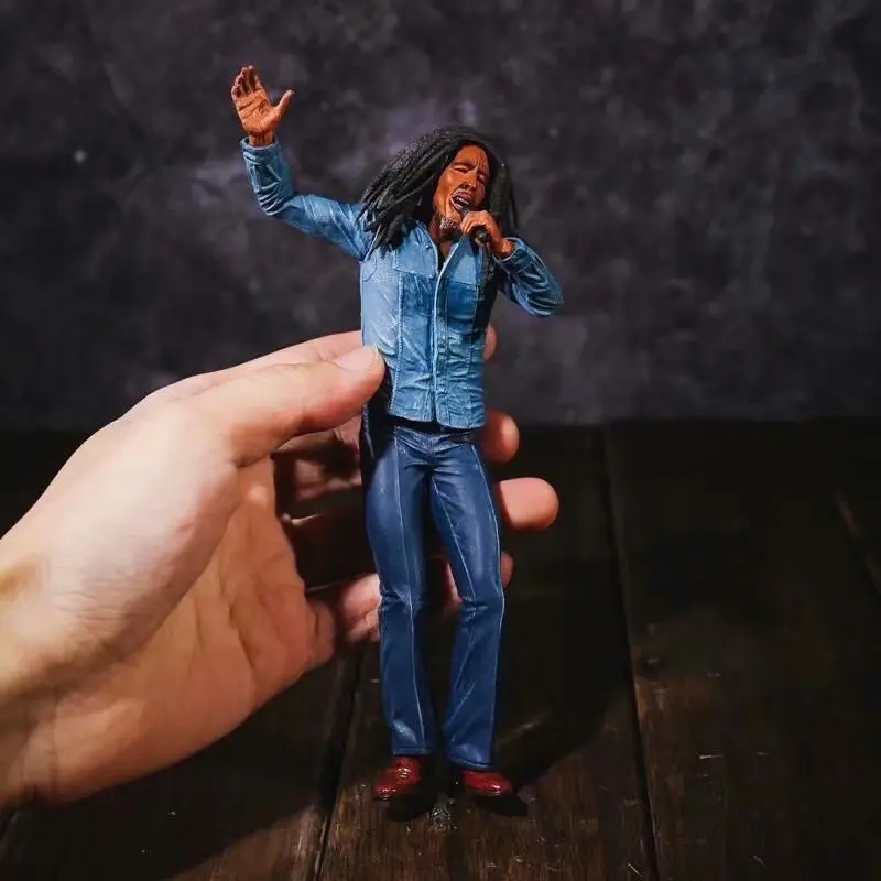 Rasta Reggae Musician Action Figure Statue PVC Sculpture Singing Man Figurine Microphone Home Office Decor Art Ornament Gift