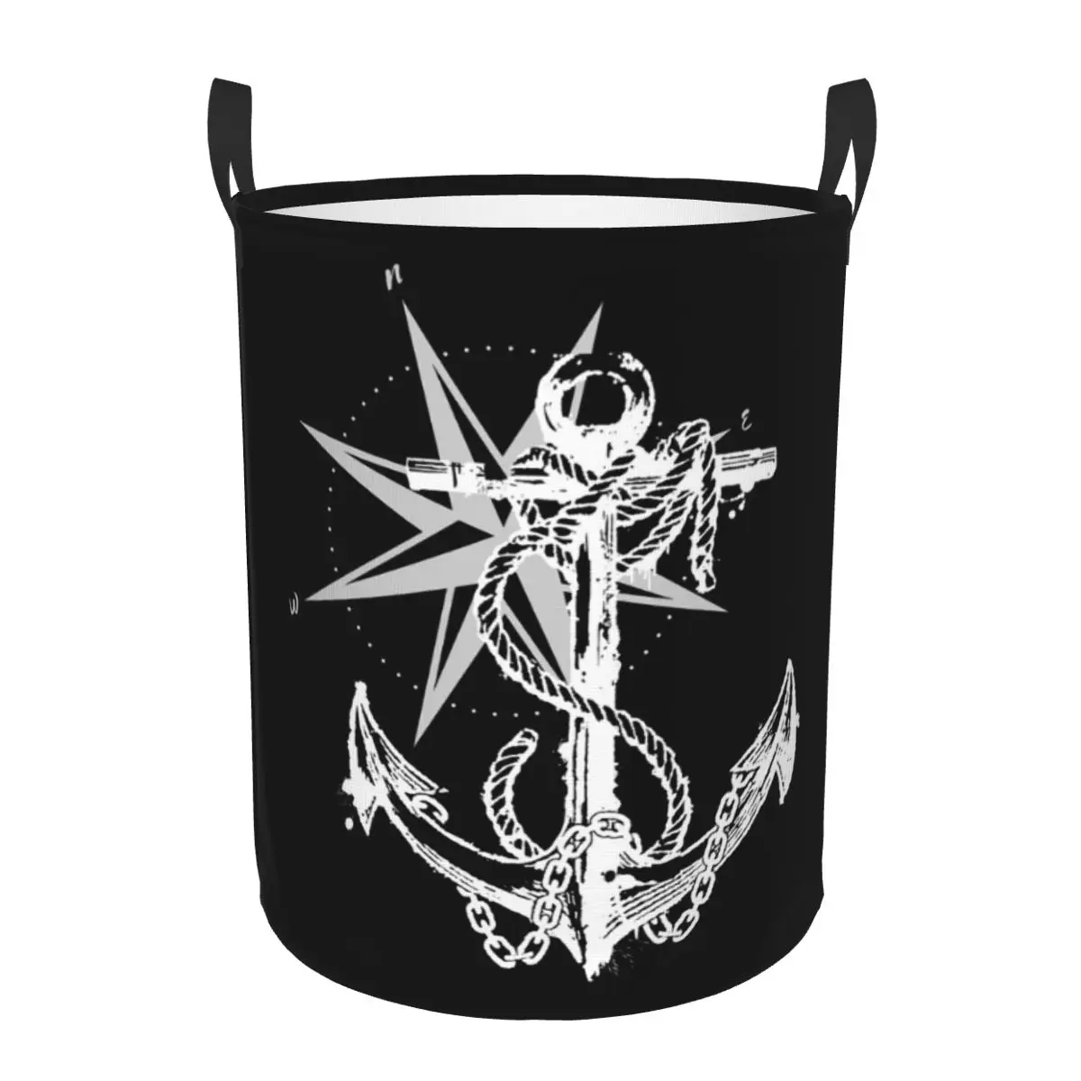 

Nautical Compass Captain Anchor Boat Dirty Laundry Baskets Foldable Large Waterproof Clothes Storage Basket For Home Children's