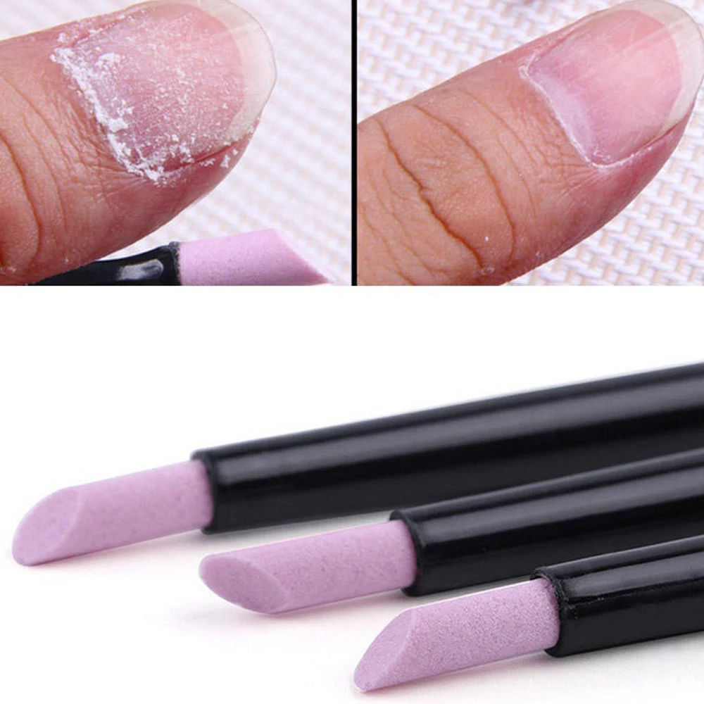 5Pcs Portable Quartz Stone Scrub Pen Nail File Rods Black/White/Pink Cuticle Pusher Dead Skin Remover Nail Art Care Tools