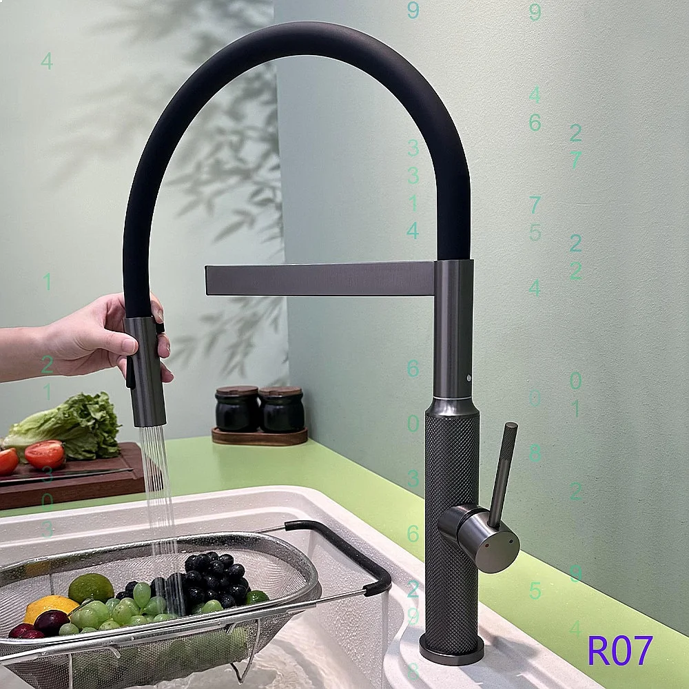 Kitchen Faucet Magnetic Pull Down Sprayer 2 Function Silicone Swivel Hot Cold Water