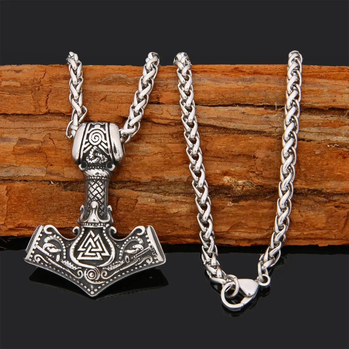 

316L stainless steel Viking Thor Mjolnir Pendant Men's Necklace Chains Jewelry