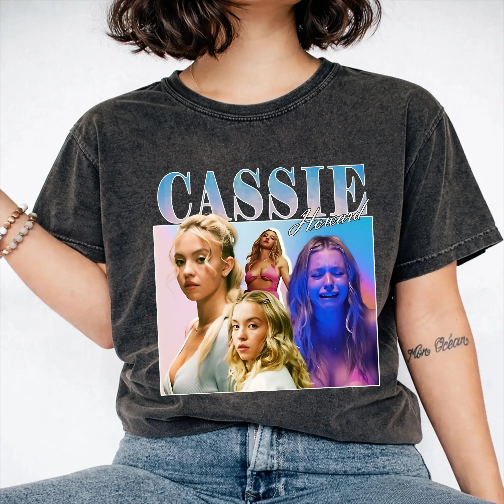 Cassie Howard Sydney Sweeney T Shirts Hip Hop Washed 100% Cotton Oversize T-Shirts  Novelty Men Women Streetwear Summer Tees