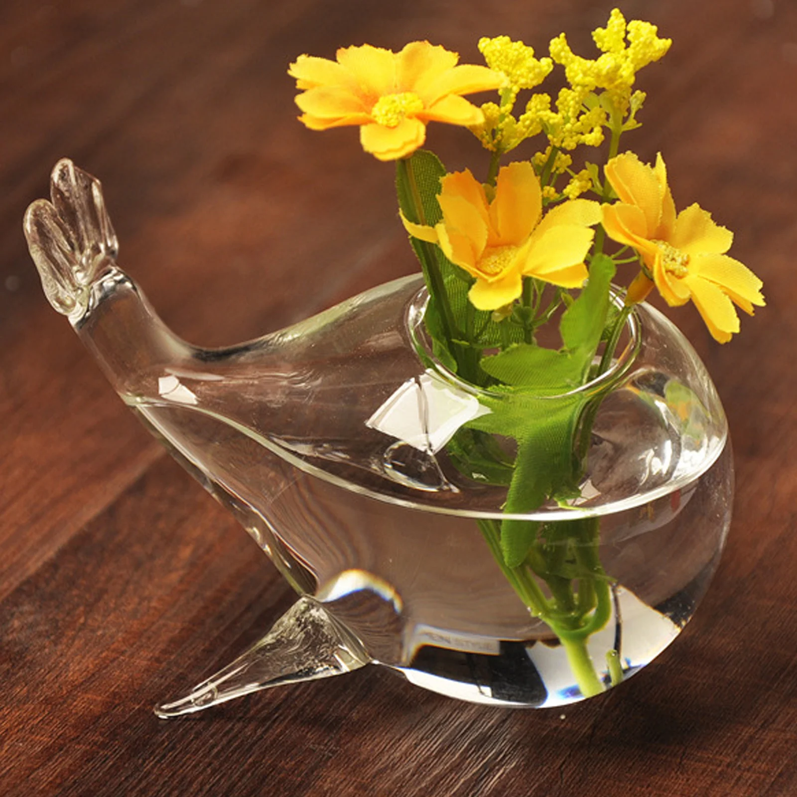 

1Pcs Whale Vase Desktop Flower Pot Flower Holder Decorative Glass Craft Vase for Home Office