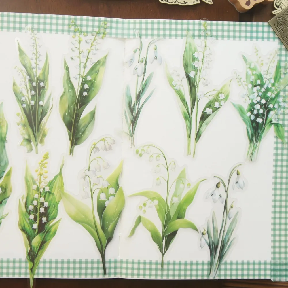 

10 Pcs Whole Wildflower Lily of The Valley Style PVC Sticker Scrapbooking DIY Gift Decoration Tag