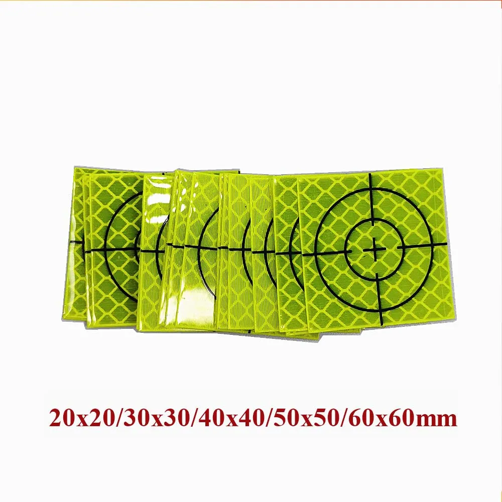 50pcs Super Power Fluorescent Green Reflector Sheet Reflective Tape Target 20X20/30X30/40X40/50X50/60X60MM