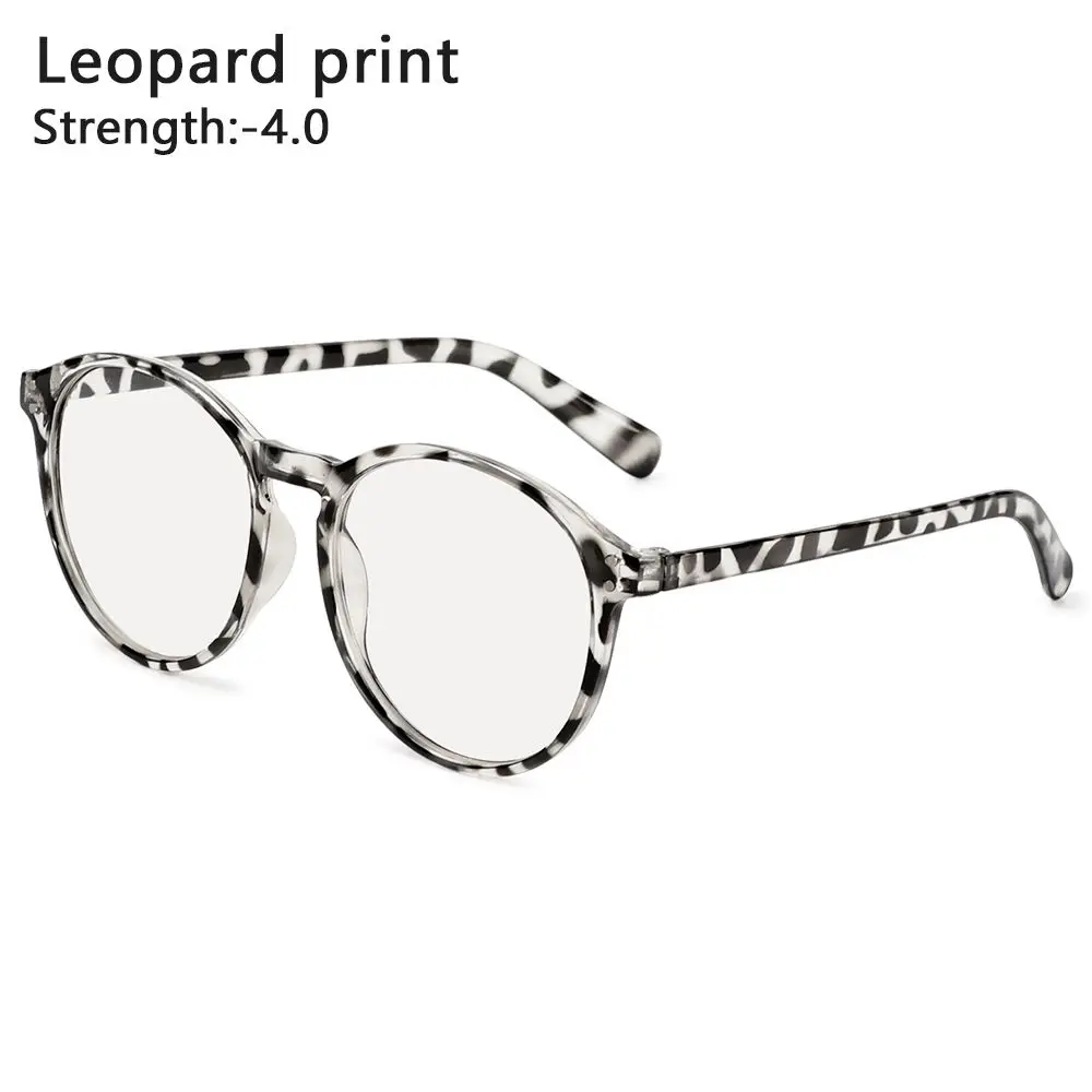 

-1.0~-4.0 Unisex UV Protection Round Frame Flat Mirror Eyewear Anti Blue Light Myopia Glasses Vintage Eyeglasses
