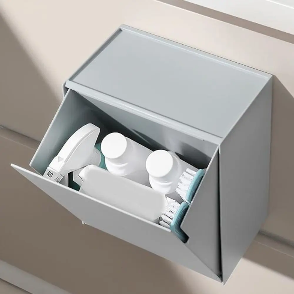 

Plastic Square Storage Box Dustproof Wall-Mounted Half-Lid Debris Storage Box Waterproof Removable Tissue Storage Box Bathroom