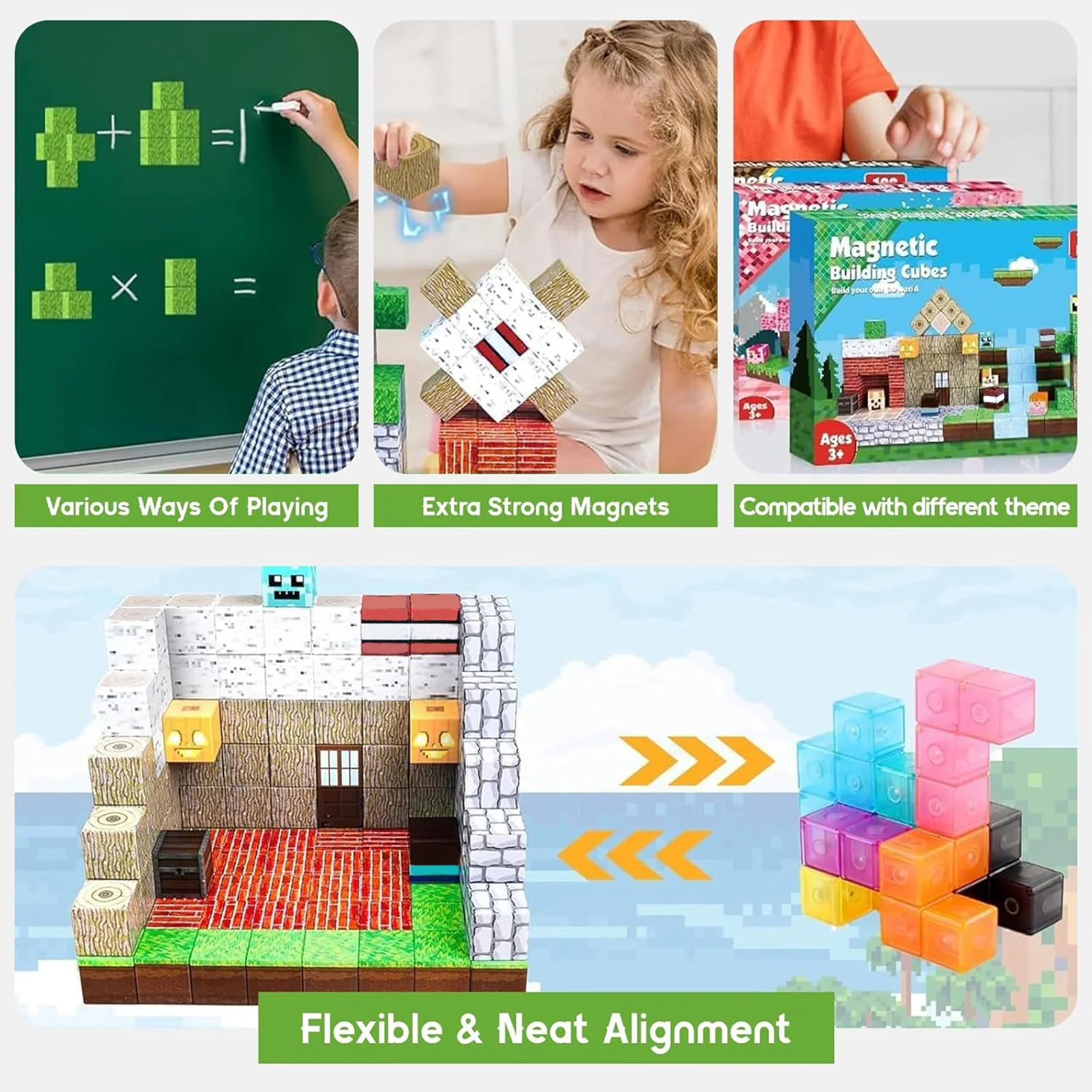 مجموعة مكعبات بناء مغناطيسية من 150 قطعة، لعبة بناء مغناطيسية، مكعبات بناء ثلاثية الأبعاد متشابكة، لعبة حسية مونتيسوري، تعليم العلوم والتكنولوجيا والهندسة والرياضيات