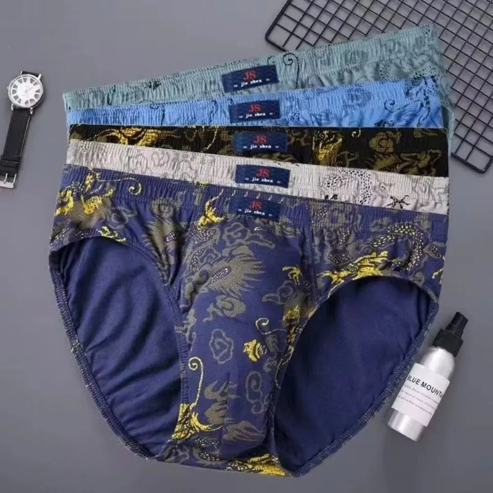 5PCS New Cotton Men's Boxer Briefs Breathable Knit Fabric Men's Underwear Elastic Waist Soft Light Blue Each Pack for Men