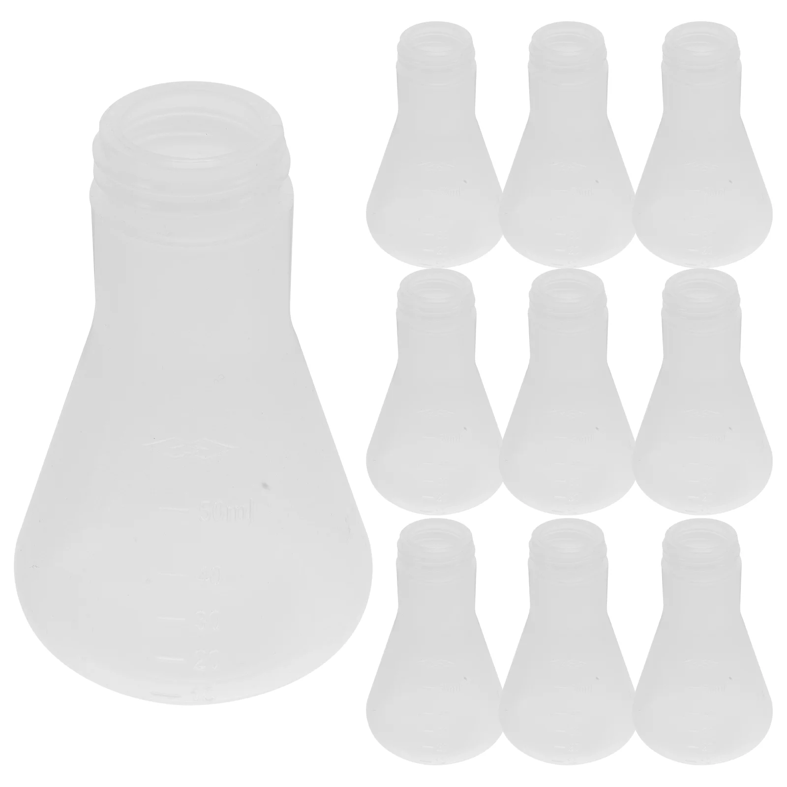 10 Pcs 50ml Plastic Erlenmeyer Flask Double Pocket Laboratory Beaker Conical PP Flask Professional Experiment Supply Stable Base