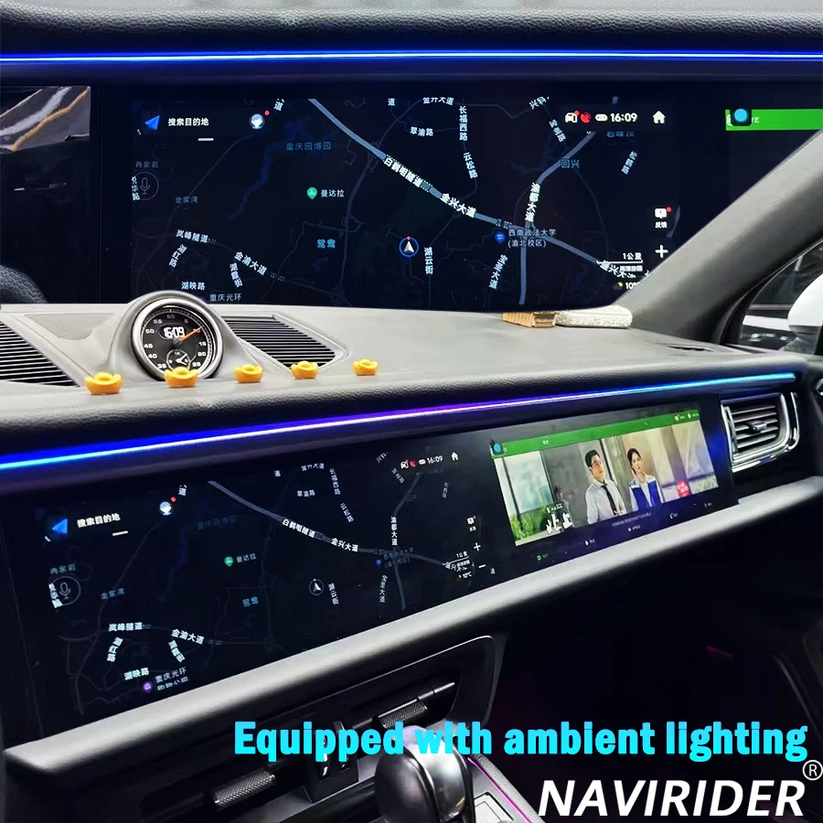 Radio 4G Android Atmosphere Light 12.3+12.3 Wireless Carplay Dual Screen For Porsche Macan 2011-2017 Car Multimedia Video Player