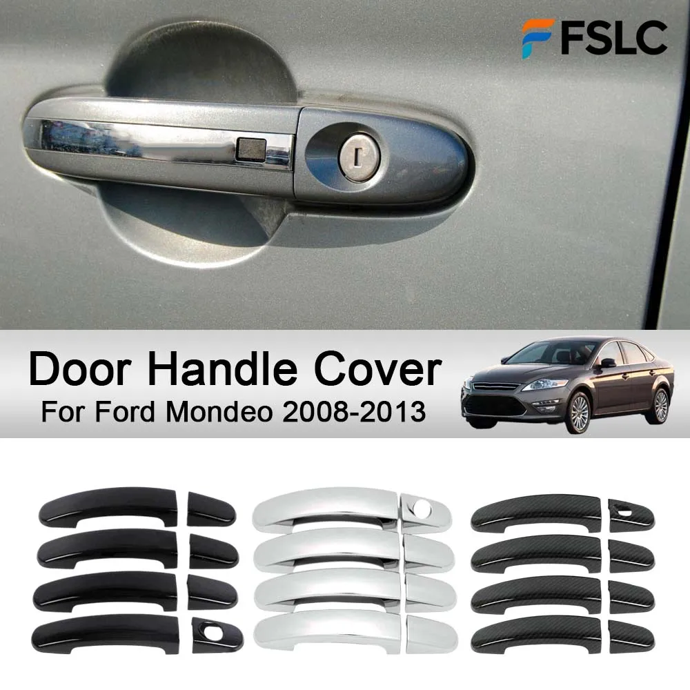 Car Decoration Door Handle Cover For Ford Mondeo 2008-2013 Carbon Fiber Silver Black Cars Accessories Styling Upgrade