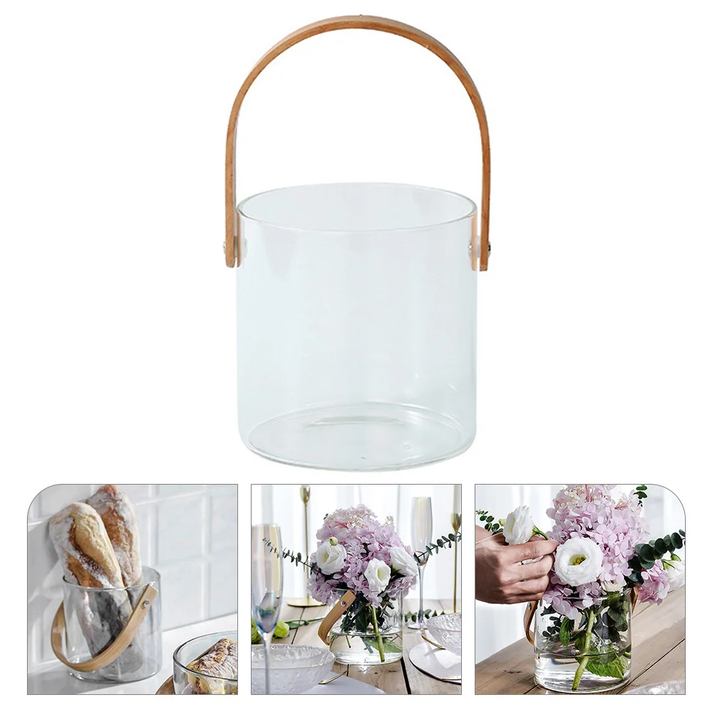 

Glass Ice Cube Bucket Portable Transparent Bar Pub Ice Container Sturdy Elegant Beer Bottle Cooler Multipurpose Party Chiller