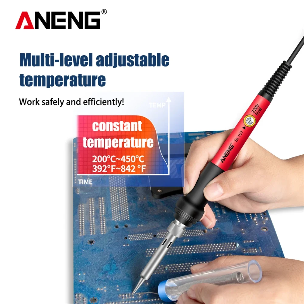 ANENG SL102 Digital Electric Soldering Iron US/EU Plug Adjustable Temperature 220V 110V Welding Tool Portable Electrocautery