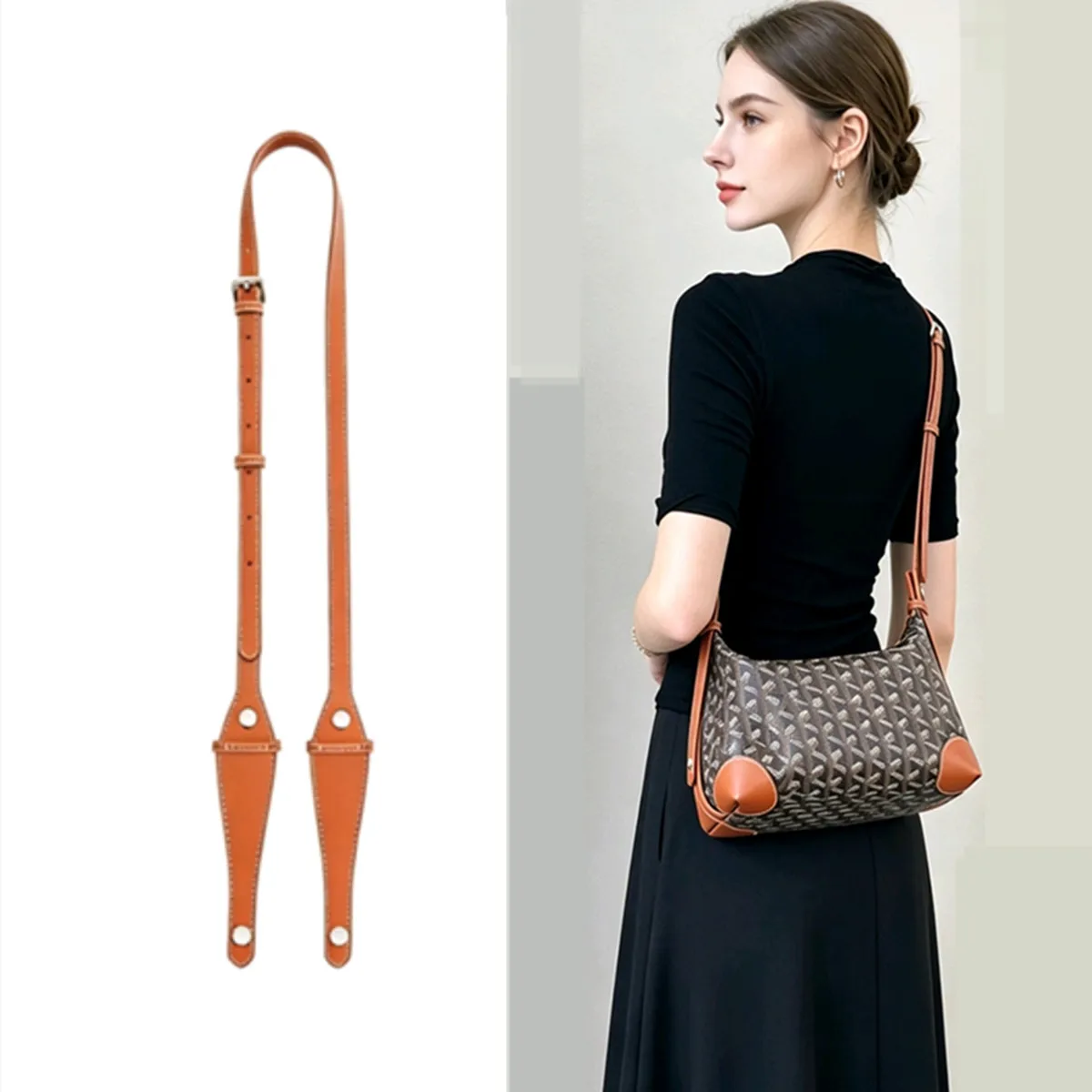 Alça de Ombro Transversal para Bolsa de Higiene Goyard Bowling 25, Alça Extensível, Acessório de Substituição para Modificação de Bolsas Femininas