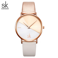 SK Top Luxury Leather Watches Women Creative Fashion Quartz Watches For Reloj Mujer Ladies Wrist Watch SHENGKE Relogio Feminino