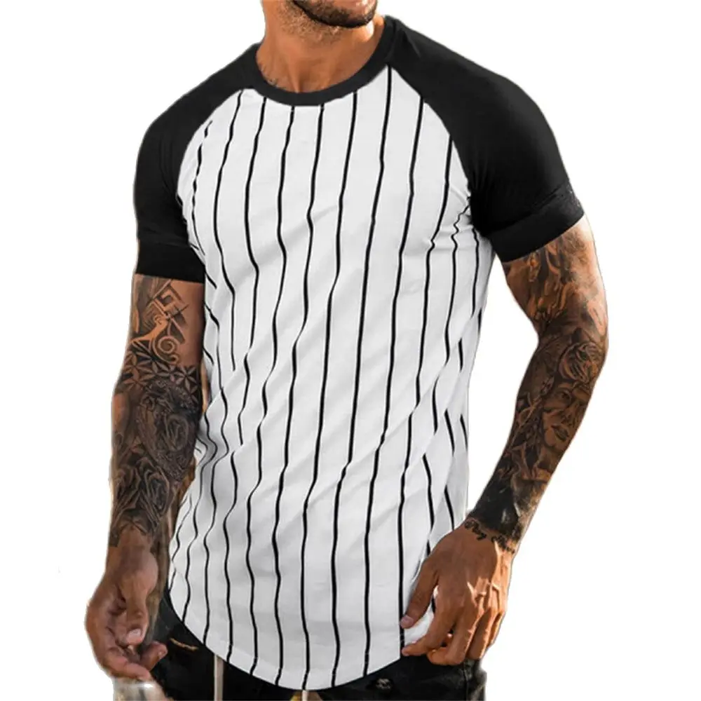 T-shirt da strada da uomo T-shirt vintage estiva da uomo con stampa a righe 3d T-shirt a maniche corte T-shirt da tutti i giorni Camicia da uomo oversize calda