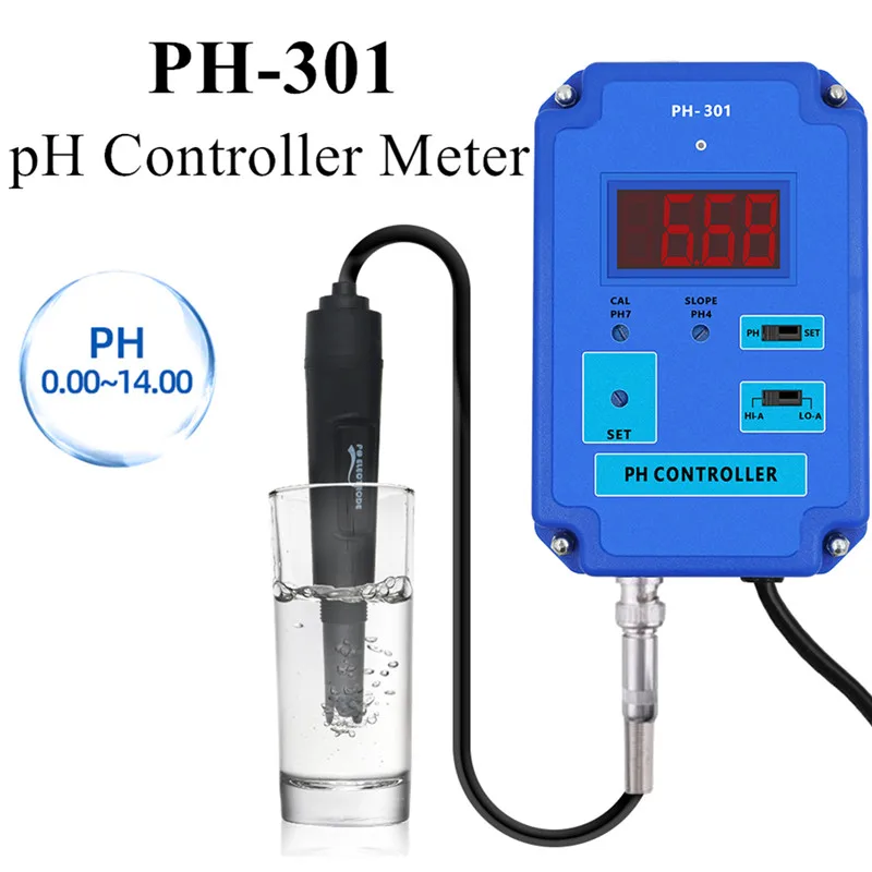 

PH - 301 Двойной в одном PH & ORP Контроллер WiFi PHMeter BNC Заменяемый зонд для проверки качества воды, Аквариум 110V / 220V