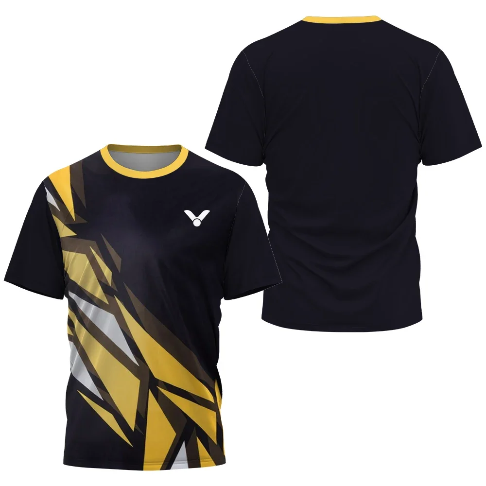 Geometrischer Block 3D-gedrucktes Badminton-Sporttrikot für Herren und Damen, Unisex, schnell trocknend, atmungsaktiv, für Training und Wettkampf, kurzärmeliges Oberteil – Detail 2