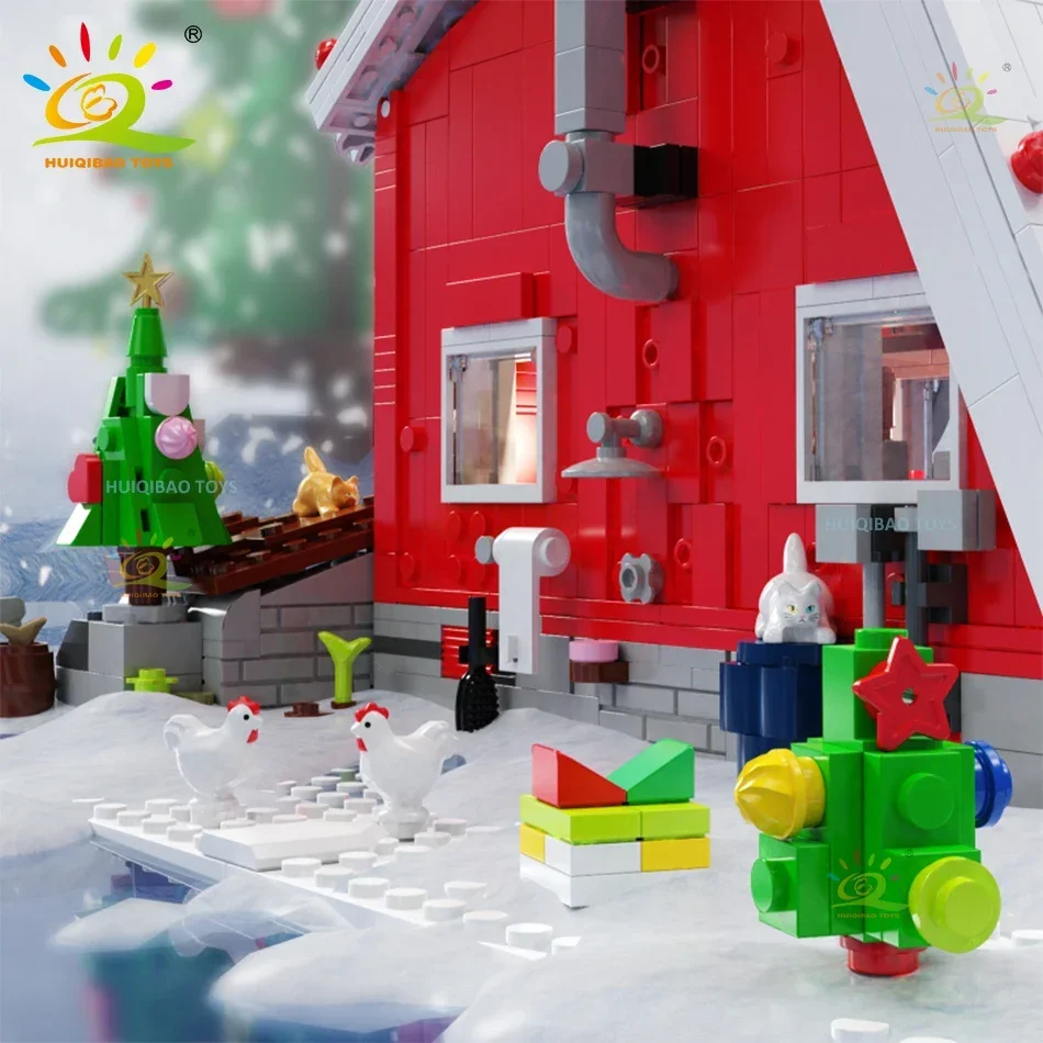 HUIQIBAO natale MINI babbo natale casa modello Building Blocks bambini capodanno fai da te Set esclusivi giocattoli da cabina per mattoni per adulti