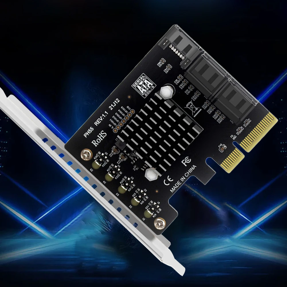 

Карта контроллера PCI-E SATA 3.0 Jmb585 Чип PCIe X4 к SATA3.0 Карта адаптера расширения поддерживает каскадную отделку для настольных ПК