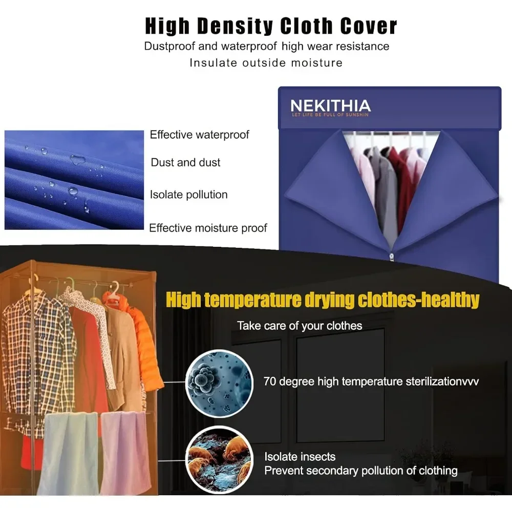 رخيصة ودقيقة Nekithia مجفف الملابس 1000 واط المحمولة تجفيف الرف 1.5 متر طبقة مزدوجة خزانة كهربائية صغيرة شقة المنزل #4