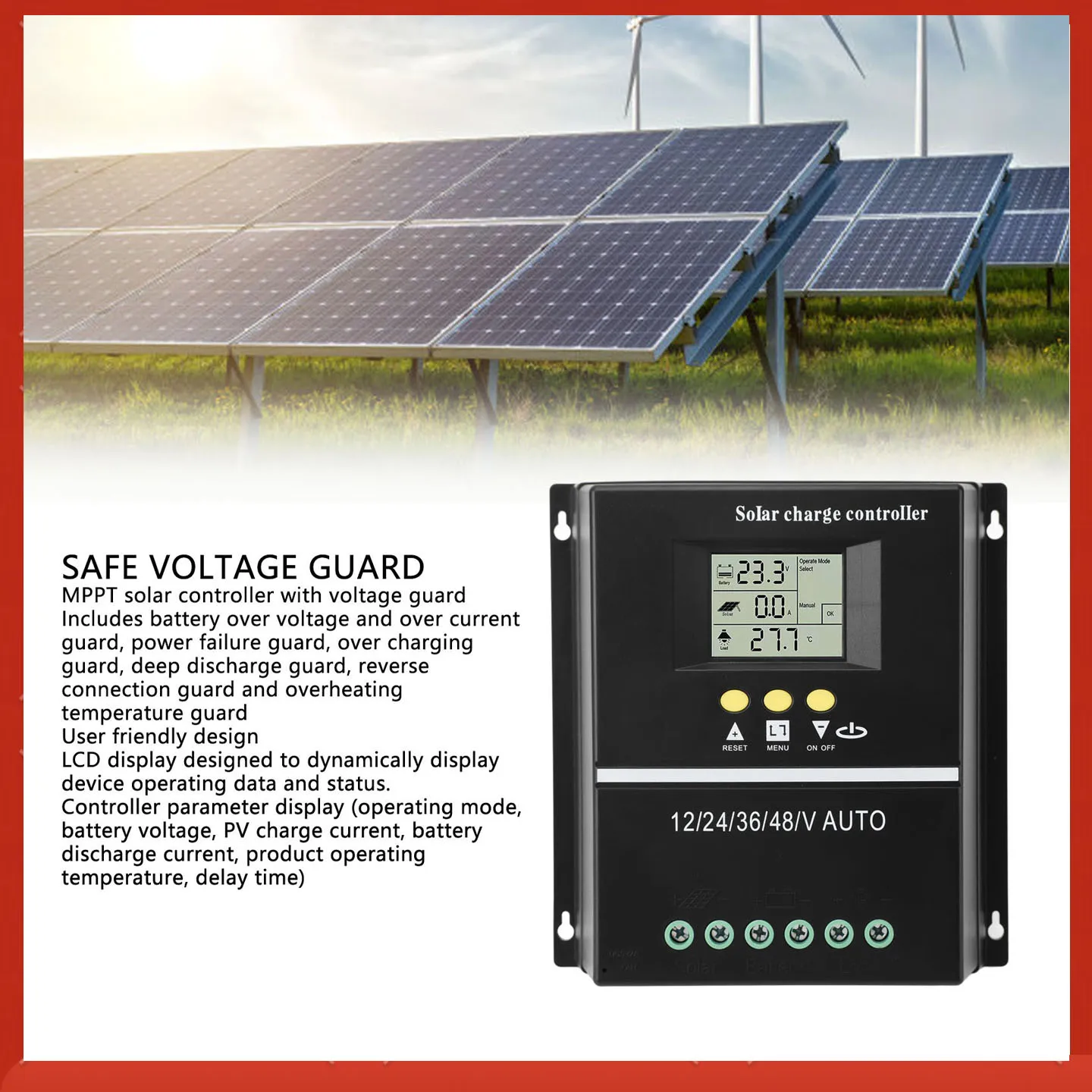 MPPT Solar Charge Controller Professional Efficient 12V 24V 36V 48V Solar Panel Controller Solar Panel Regulator 100V