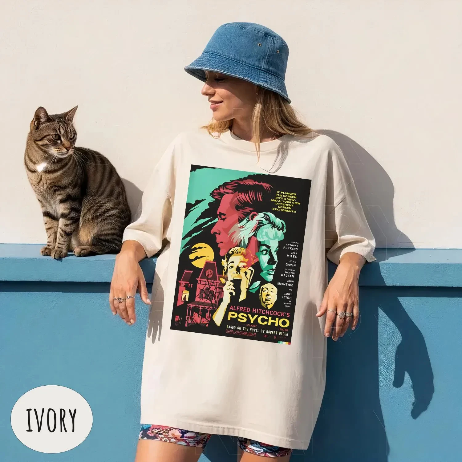 Camiseta Comfort Colors do filme Psycho: Presente para fãs de Alfred Hitchcock, camiseta masculina e feminina solta e respirável para o verão
