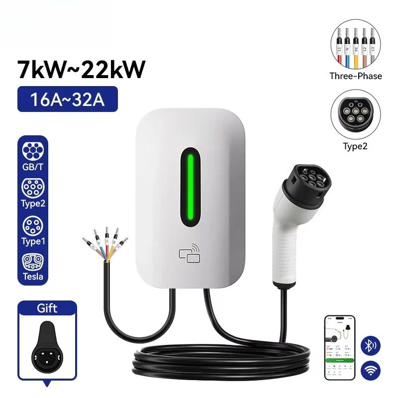 Smart EV Wallbox 7kW Type2 32A Type 2 Wall-mounted Home Electric Vehicle Charging