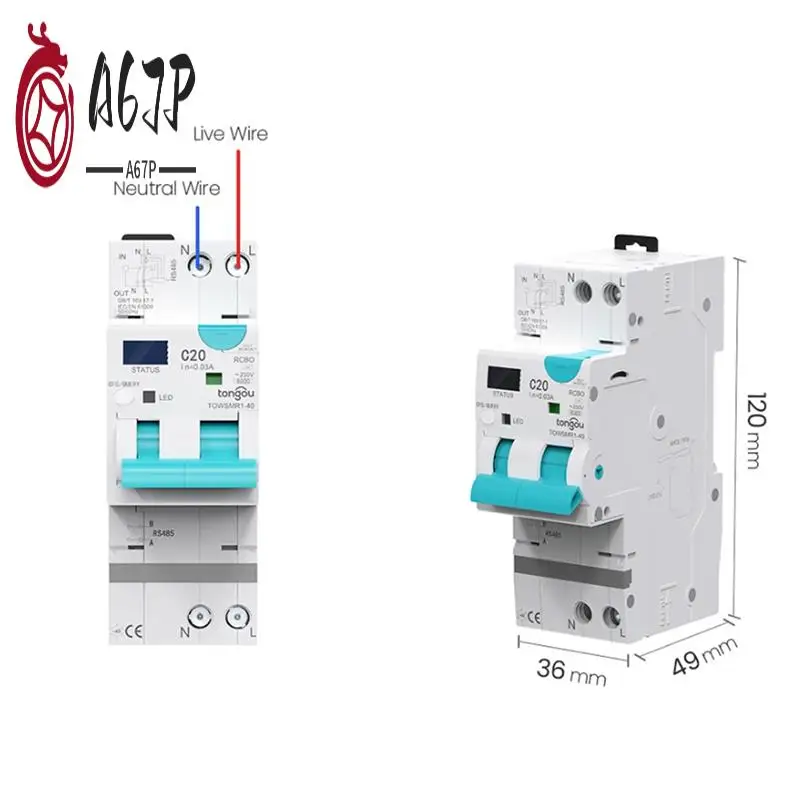 

A67P-TONGOU Tuya Wi-Fi Умный автоматический выключатель Автоматический выключатель остаточного тока с защитой от перегрузки по току и утечки