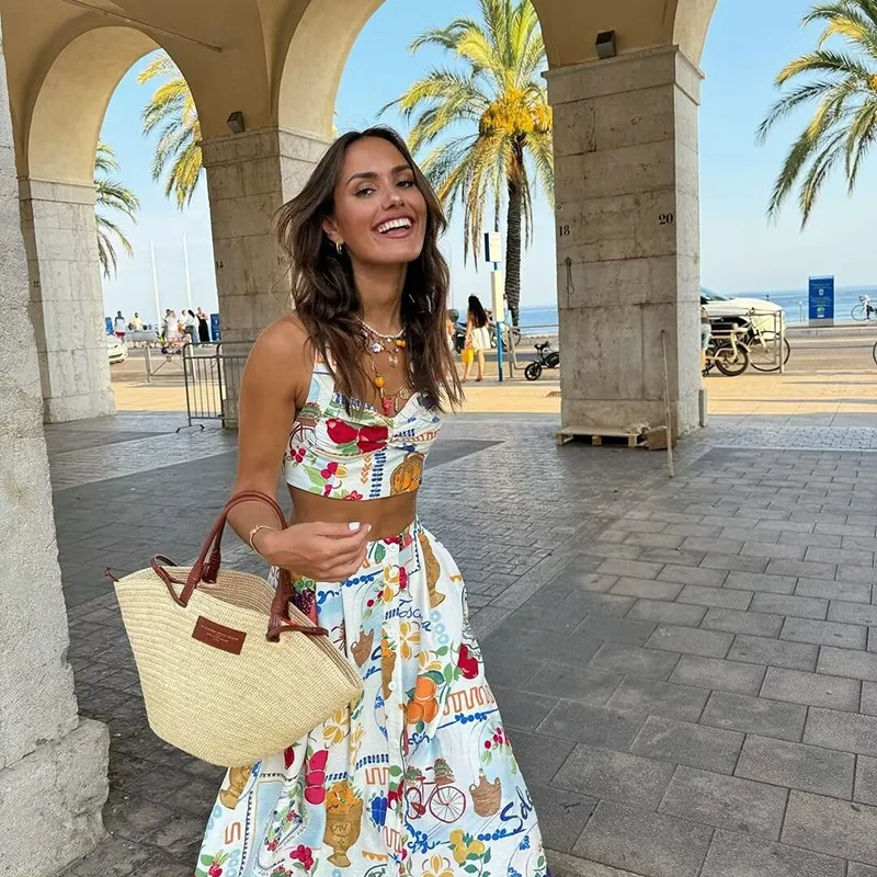 2025 Two-piece-set Sleeveless Halter Top Woman Clothing Top Women T-shirt Tank Top Female Clothes Tops Harajuku Tanks Camis