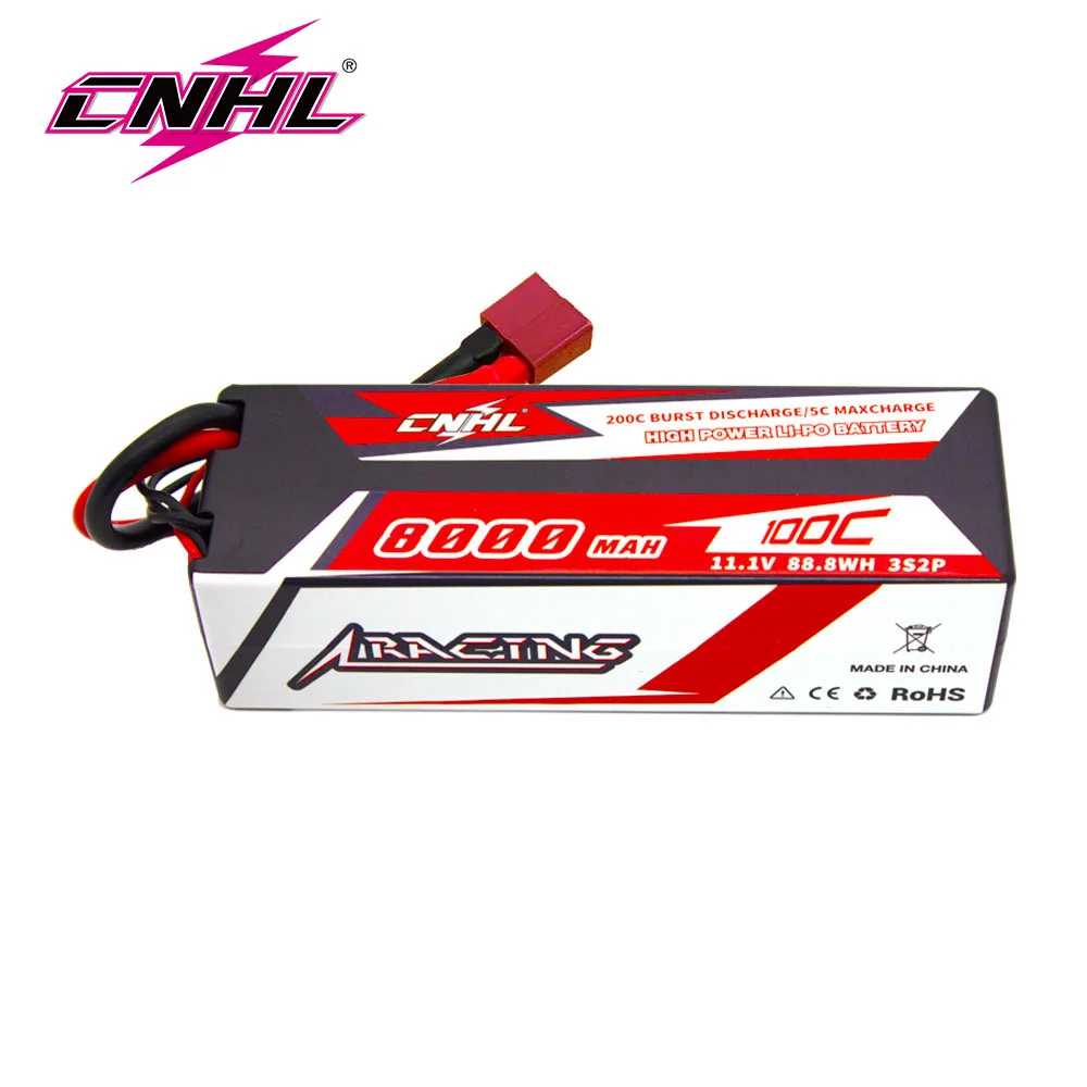 

CNHL Lipo 3S 11.1V Battery 8000mAh 100C Racing Series Hard Case T Deans For RC Car Boat Evader BX Truck Drone Truggy Buggy