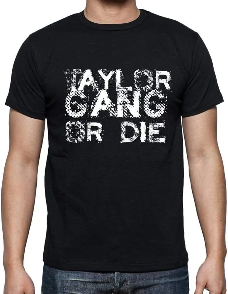 Men's Graphic T-Shirt Taylor Family Gang Short Sleeve Tee-Shirt Vintage Birthday Gift Novelty Tshirt Deep Black M