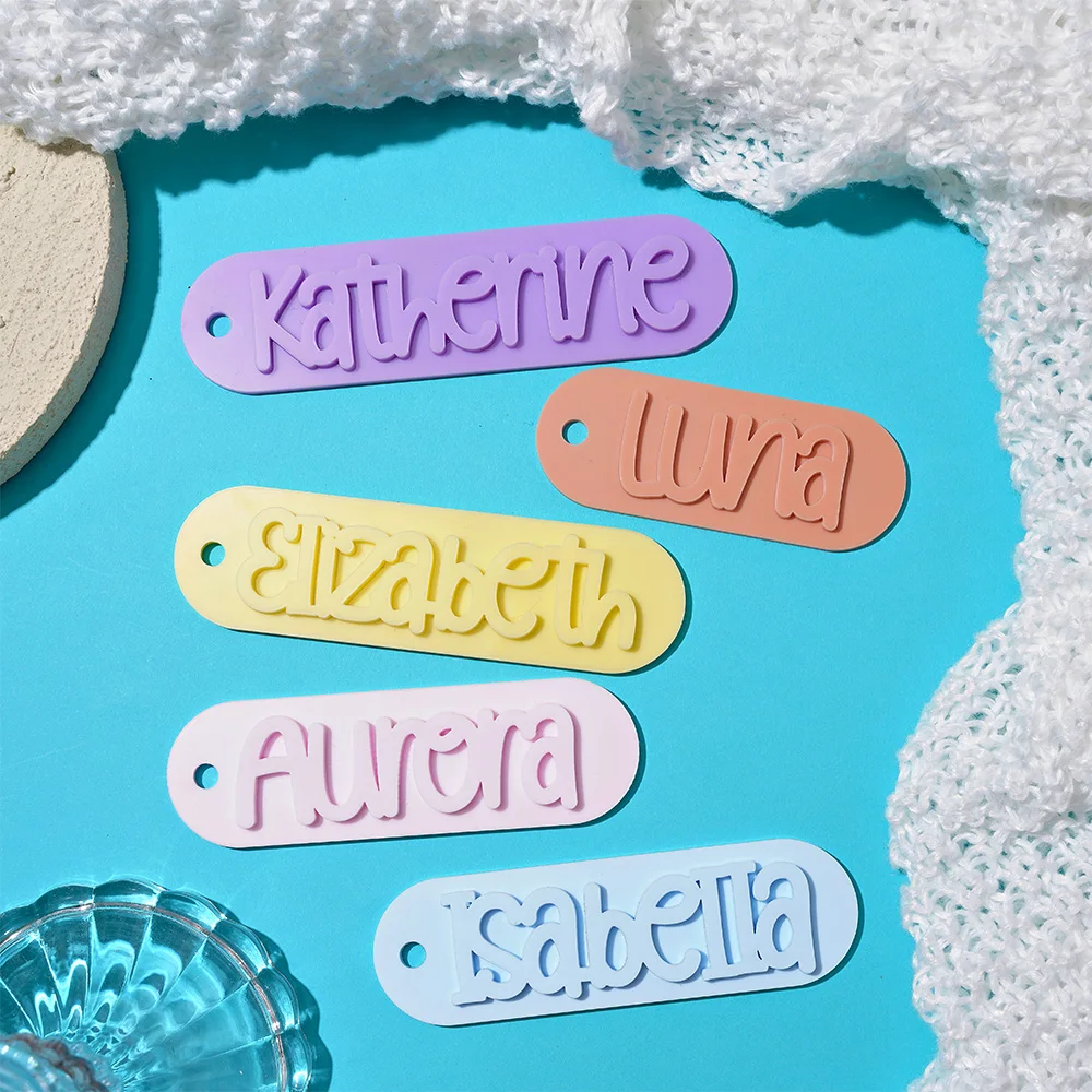 قطعة واحدة من سلسلة مفاتيح PMMA المخصصة - اسم محفور شخصي، تصميم بيضاوي، DIY، منقوش بالليزر، ملحق مثالي للاستخدام اليومي وهدية لطيفة