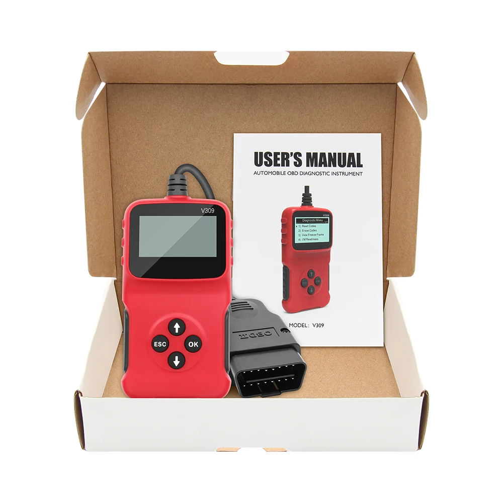 

Профессиональный автомобильный сканер V309 OBD2, диагностический инструмент, считыватель кодов для всех 1996 и новых автомобилей, совместимых с OBDII EOBD