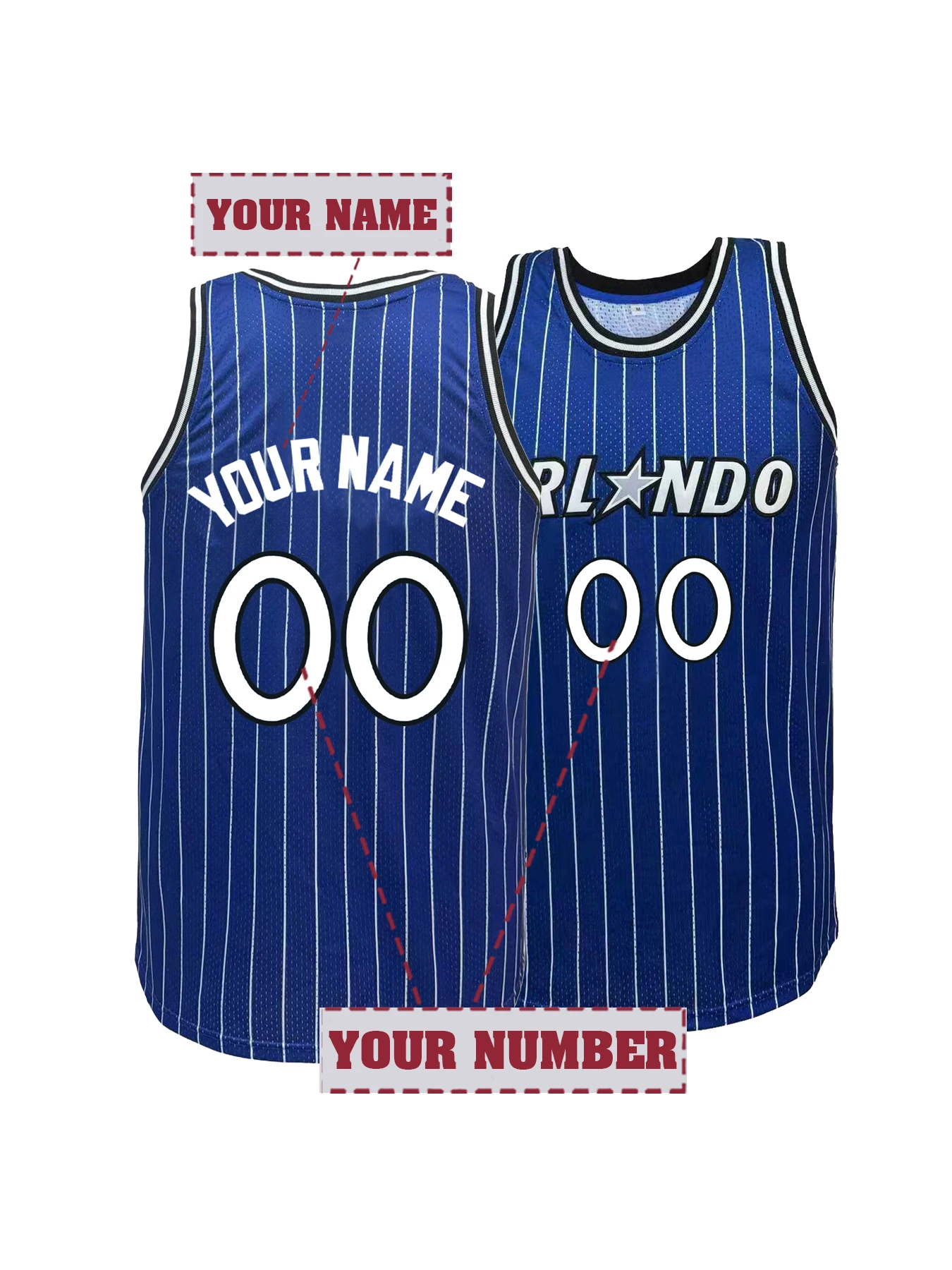 Orlando Custom Embroidered Basketball Jersey Breathable Sleeveless Tank Top,Gift for Basketball Fans Men Women
