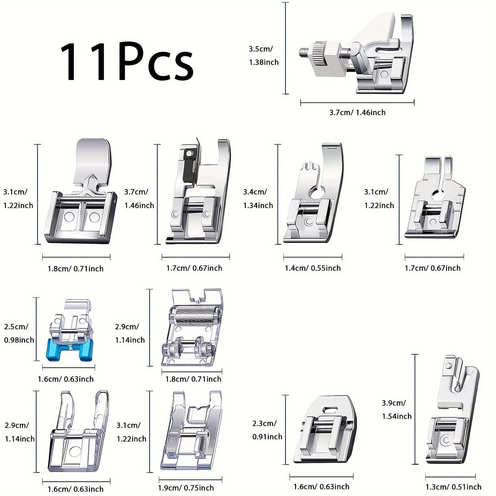Box Of 11pcs Presser Feet Sewing Machine Parts Presser Feet Suitable For Brother Singer Janome Babylock view 4