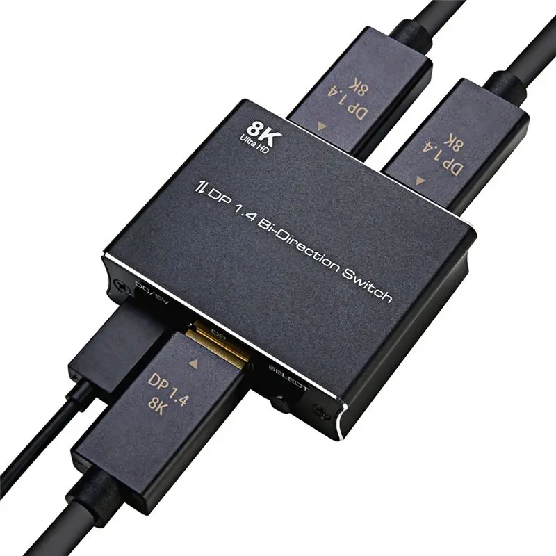 DT21 8K for DP 1.4 Bi-Direction Switch, 2X1/1X2 for DisplayPort Converter, Support 8K@30Hz 4K@120Hz, for Multiple Monitor, Plug