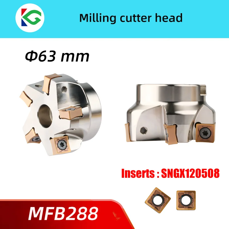 63mm Milling Cutter Head MFB288 CNC 88 Degrees Heavy Cutting Fast Feed Milling Cutter Disc FOR SNMU SNGX1205 Insert