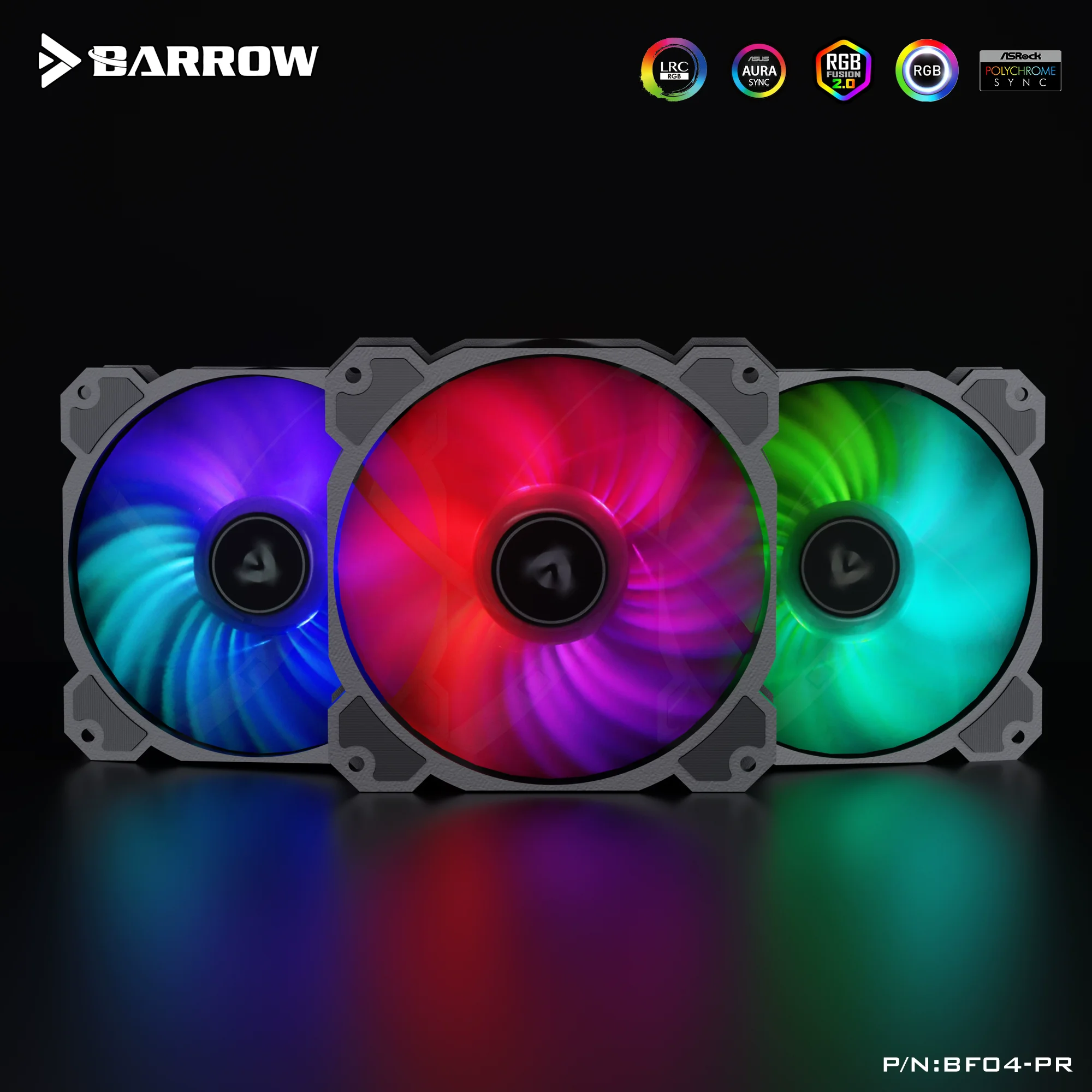 Barrow PWM Fan Size 120*120mm Fan use for Radiator Computer Case with 5V A-RGB Light 6PIN Header/Support Motherboard Aurora