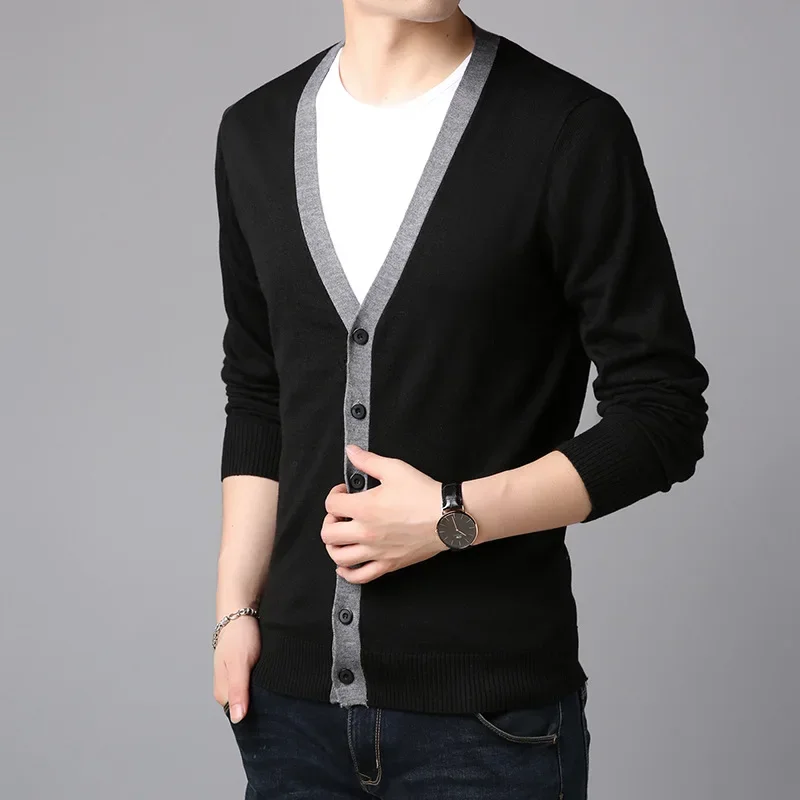 

MRMT 2024 Brand New Men's Sweater Jackets V-collared Men Black Sweaters for Male Long-sleeved Knit Sweater Man Clothing