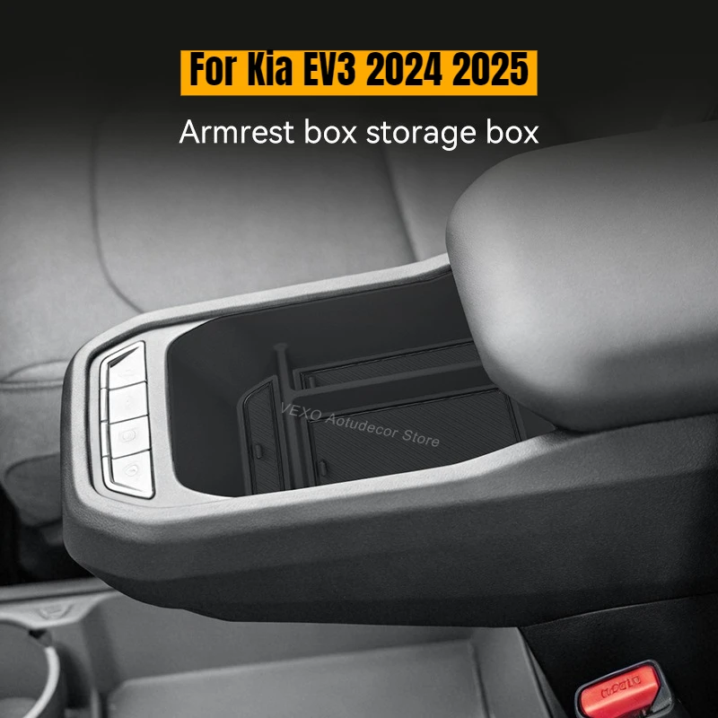 

For Kia EV3 2024 2025 Car Center Console Armrest Storage Box ABS Electric Car Armrest Organizer Tray Stowing Tidying Accessories