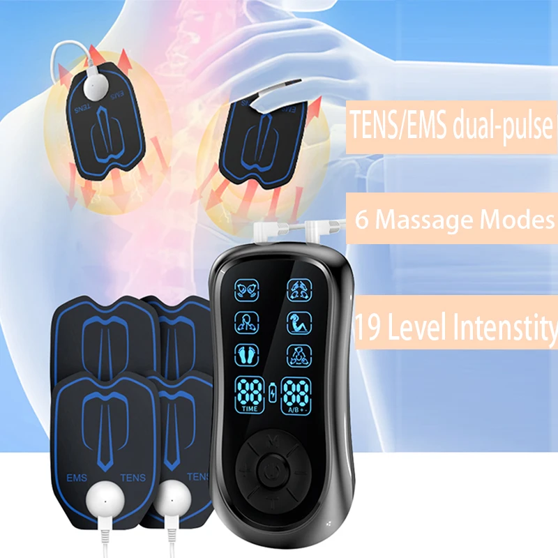 

Portable Household Massager Dual Pulse TENS Physiotherapy Instrument 19 levels Simulate Digital Meridian Massager Rechargeable