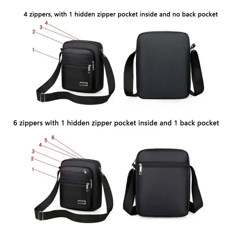 Men Nylon Shoulder Bag Messenger Bag Casual Waterproof Nylon Zipper Pocket Handbag Fashion Tote Travel Male Crossbody Bags