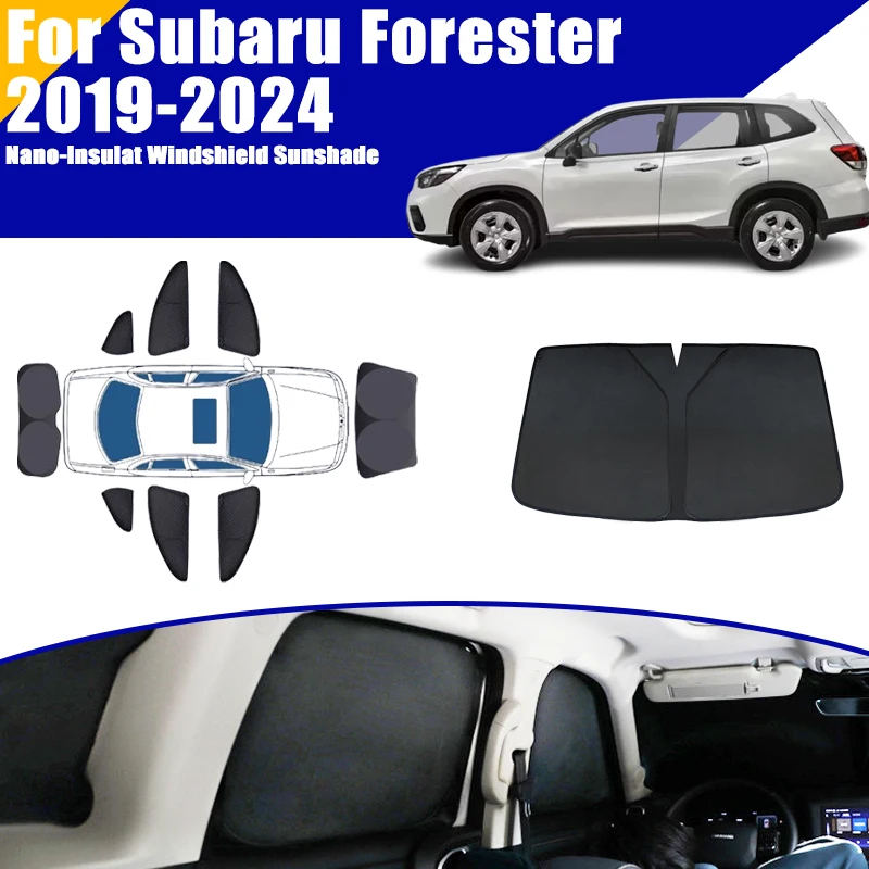 

Full Coverage Sunshade For Subaru Forester SK 2019-2024 2020 2021 Auto Car Accessories Window Visor Privacy Cover Black Foldable