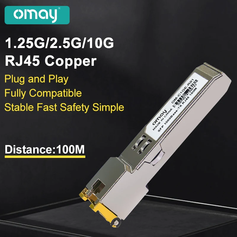 1.25G RJ45 Copper SFP Transceiver Module 1000Base-Tx Ethernet Gpon Olt Fiber Optic FTTH Compatible with Cisco/Mikrotik Switch