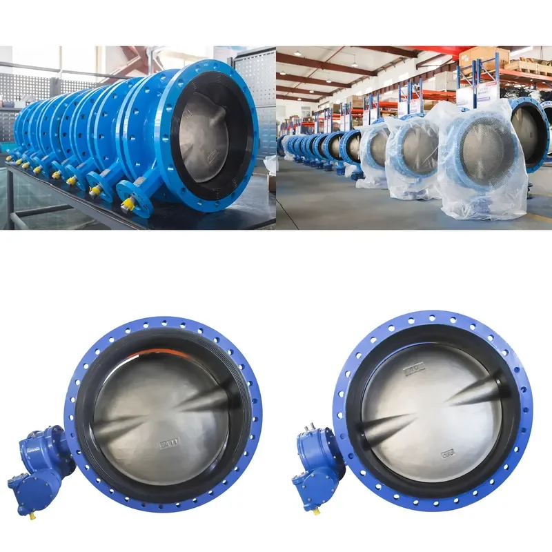 DN50-2000 EN593 PN10 PN16 Manual Double Flange Butterfly Valve Ductile Iron General Water Applications